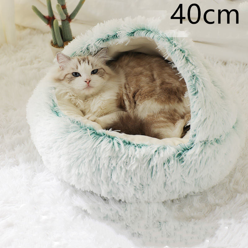 2 In 1 Round Plush Warm Pet Bed