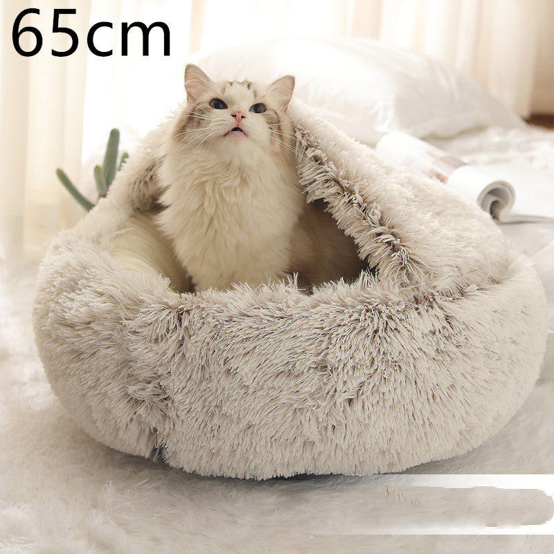 2 In 1 Round Plush Warm Pet Bed