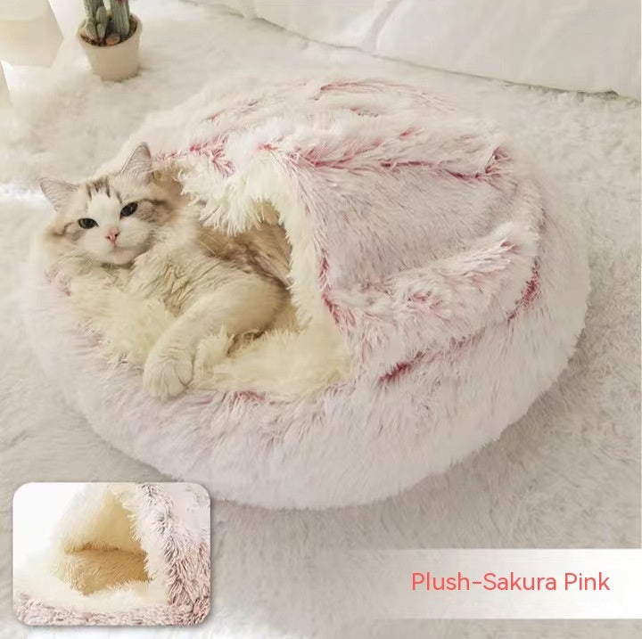 2 In 1 Round Plush Warm Pet Bed