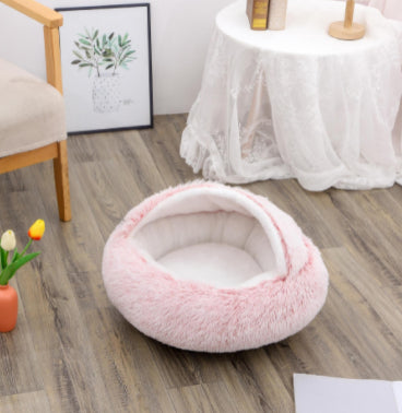 2 In 1 Round Plush Warm Pet Bed