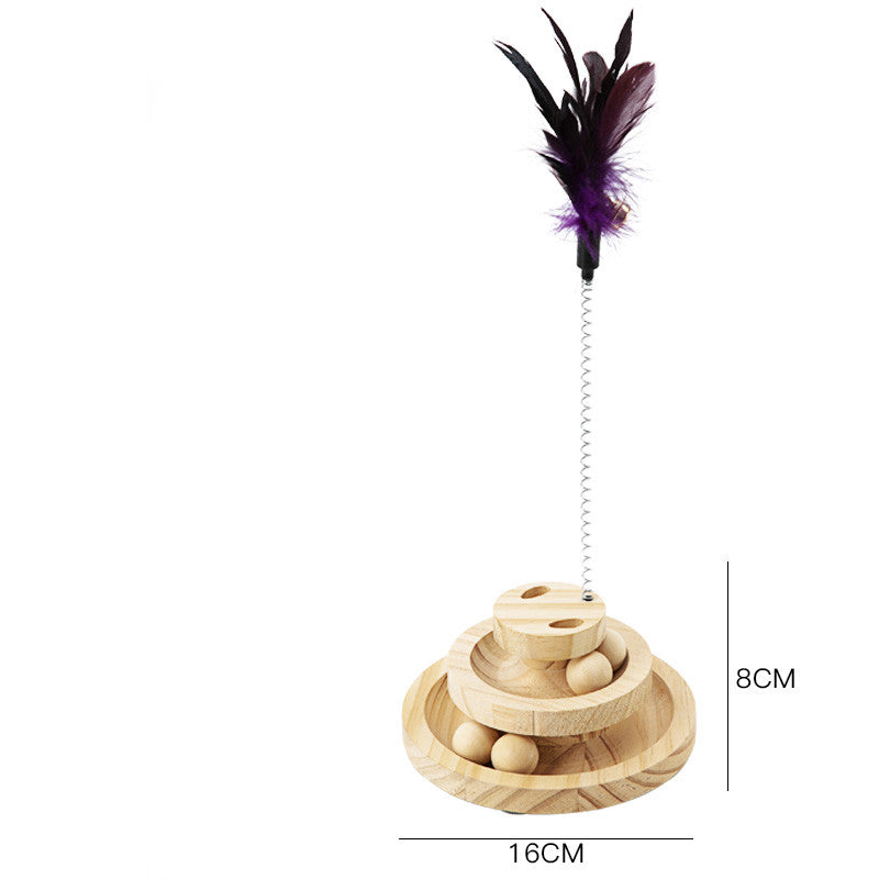 Solid Wood Turntable Bite-resistant Funny Cat Stick Toy