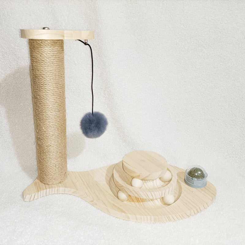 Solid Wood Turntable Bite-resistant Funny Cat Stick Toy