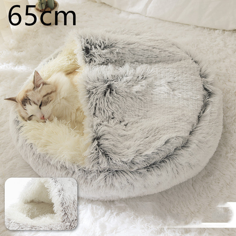 2 In 1 Round Plush Warm Pet Bed