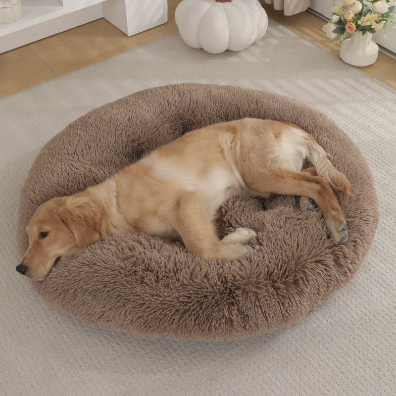 Round Plush Warm Sleep Dog Bed