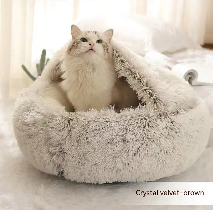 2 In 1 Round Plush Warm Pet Bed