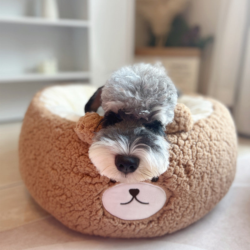 Four Seasons Universal Winter Plush Pet Cushion Round Bed