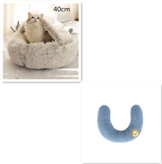 2 In 1 Round Plush Warm Pet Bed