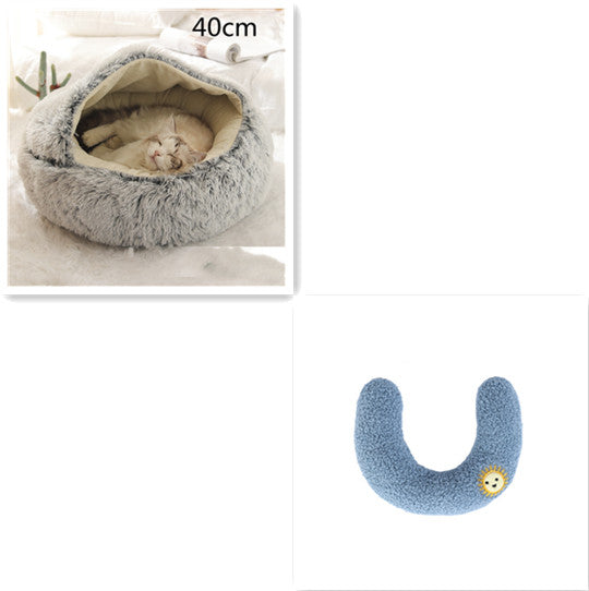2 In 1 Round Plush Warm Pet Bed