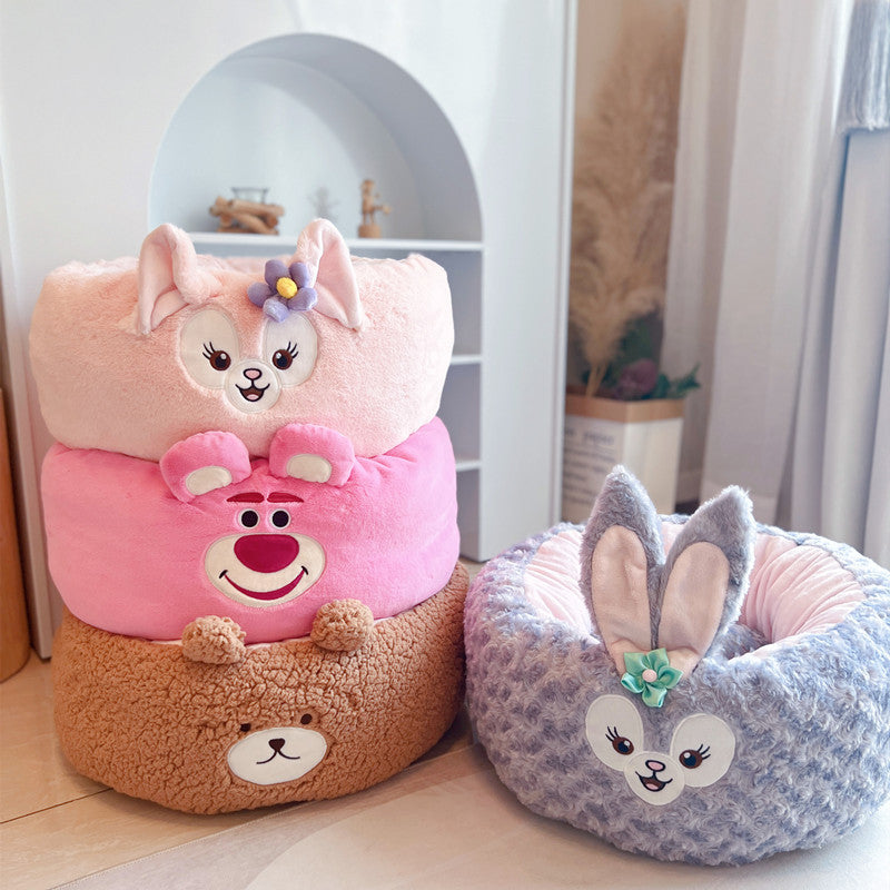 Four Seasons Universal Winter Plush Pet Cushion Round Bed