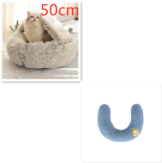 2 In 1 Round Plush Warm Pet Bed
