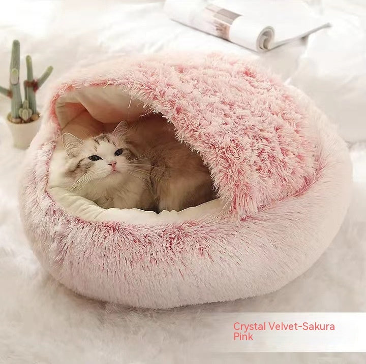 2 In 1 Round Plush Warm Pet Bed