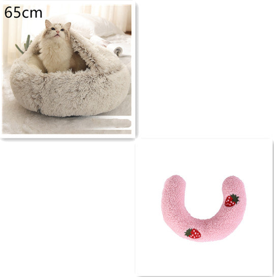 2 In 1 Round Plush Warm Pet Bed