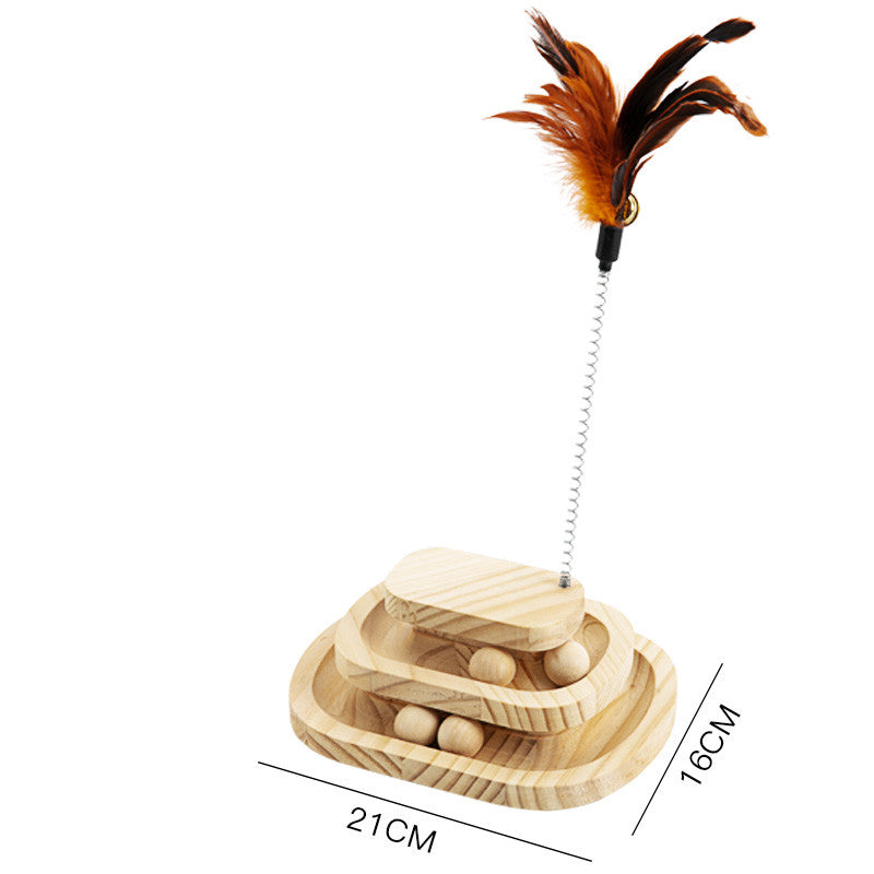 Solid Wood Turntable Bite-resistant Funny Cat Stick Toy