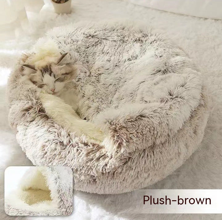 2 In 1 Round Plush Warm Pet Bed