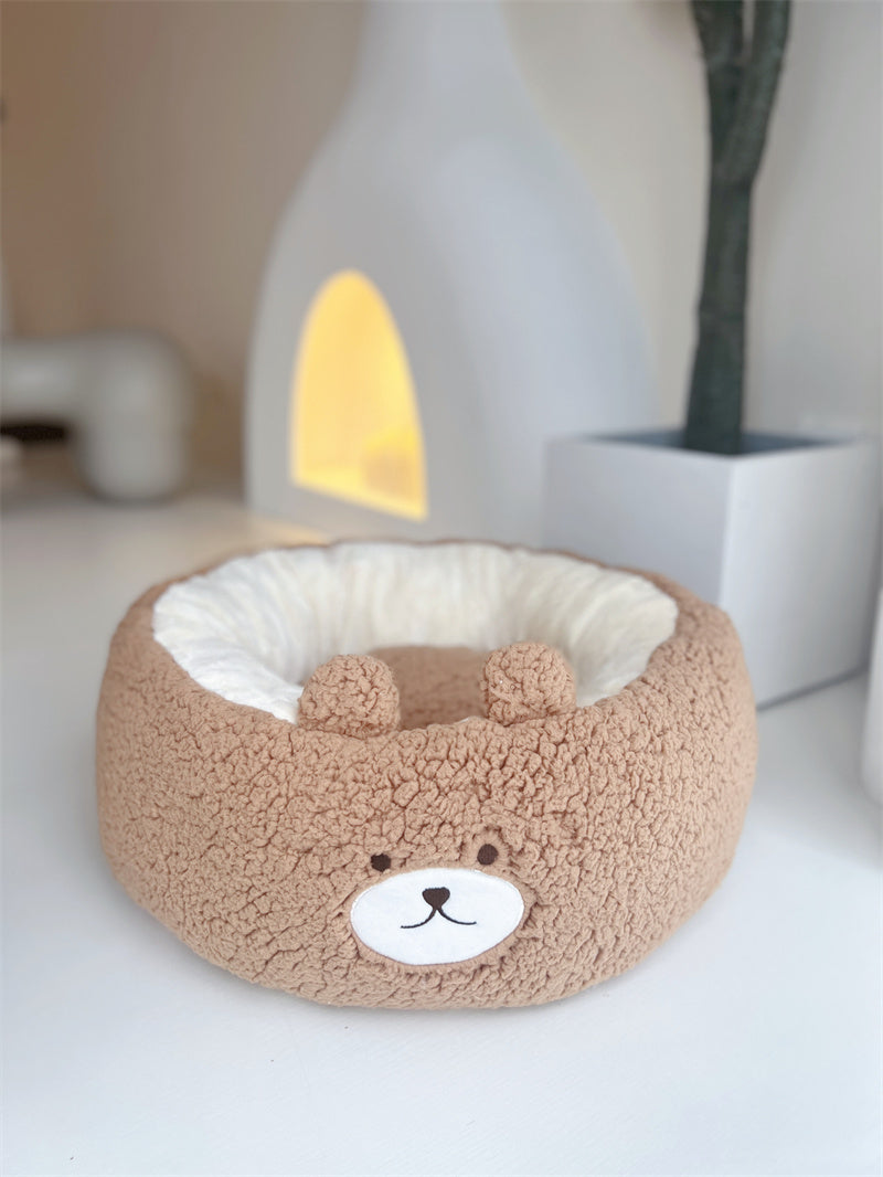 Four Seasons Universal Winter Plush Pet Cushion Round Bed