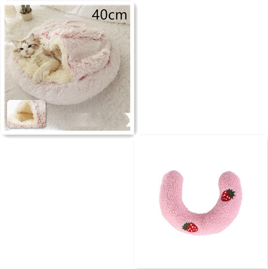 2 In 1 Round Plush Warm Pet Bed